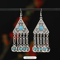 Retro Exotic Antique Silver Coin Tassel Earrings