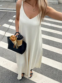 Off-shoulder Backless Solid-color Slip Dress Sexy Maxi Dress