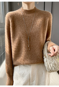 Thickened Half-high Collar Pure Wool Sweater Women's Seamless Sweaters Bottoming Shirt
