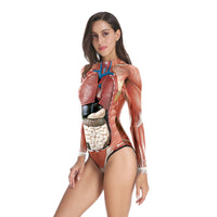 Body tissue print one-piece triangle swimsuit