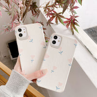 Lambskin pattern love small flower phone case