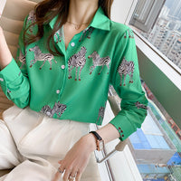 Fashion Printed Loose Slimming Long Sleeves Shirt Women's Shirt