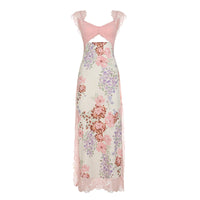 French-style Sexy Lace-Patchwork Printed Bodycon Dress For Women