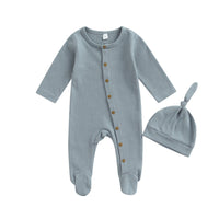 European And American Style Baby Autumn New Solid Color Jumpsuit Plus Beanie