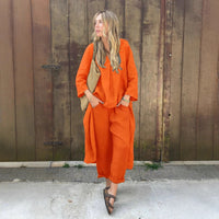 Shirt And High-waisted Loose-fitting Pants Workwear Set