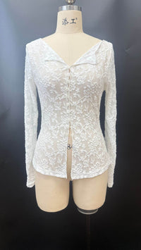 Sexy Pure Lace Light Breathable Long Sleeves Cardigan T-shirt