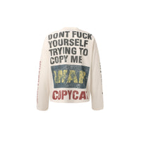 Retro Distressed Printed High Street Round Neck Hip Hop Long Sleeve Sweater