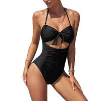 Tummy-control High-waisted Halterneck Sexy Cutout One-piece Swimsuit