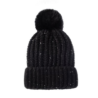 Fleece-lined Warm Fur Ball Adult Knitted Hat Autumn And Winter Women's Wool Single Ball Hat