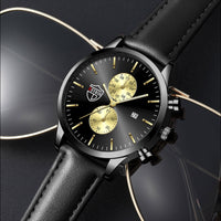 Men's Leather Calendar Luminous Quartz Watch