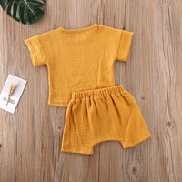 Unisex Baby Short Sleeve Shorts Gauze Casual Homewear