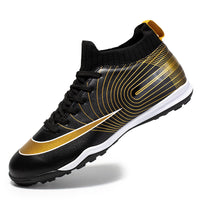 High Top Football Shoes With Long, Broken Nails And Gold Football Shoes