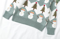 Jacquard Snowman Christmas Tree Parent-child Pullover