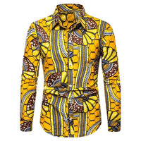 Men's Long-sleeved Shirt Ethnic Print Slim Fit