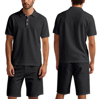 Summer Men's Loose Casual Linen Breathable Short Beach Sleeve Shorts Suit