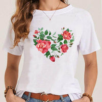 Women's Fashionable Simple Printed Short-sleeved T-shirt