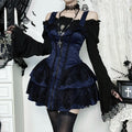 Dark-style Jacquard Lace Square-neck Dress