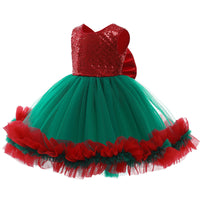 Children's Skirt Christmas Sequin Dress With Bow