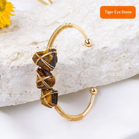Natural Crystal Raw Stone Wire-wrapped Bracelet