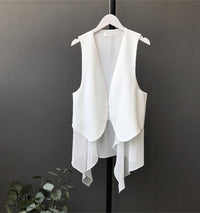 Korean-style Sleeveless Irregular Chiffon Vest Womens