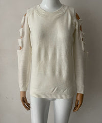 Women's European And American Round Neck Long Sleeve Off-shoulder Solid Color Sweater Bottoming Shirt