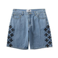 European And American High Street Leather Denim Shorts