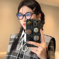 Retro Plaid Button Phone Case