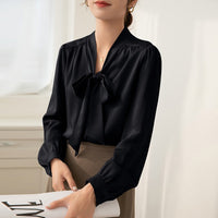 French Temperament Ribbon Bowknot Solid Color Business Shirt