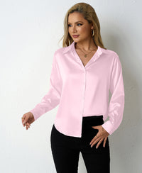 Sleek V-neck Cardigan Shirt In Satin