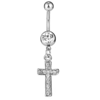 Stainless Steel Navel Stud Cross Diamond Belly Ring Human Body Puncture Navel Buckle