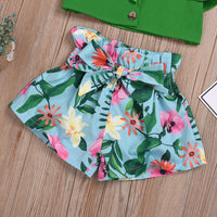 Summer bow print culottes suit