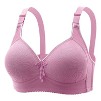 Lace-patterned No-wire Bra With Four Rows And Three Buttons With Sponge Cups