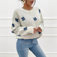 New Loose Round Neck Pullover Brocade Sweater