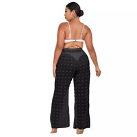 Sexy Sheer 3D Chiffon Beach Pants Wide-Leg Straight-Cut Casual Trousers