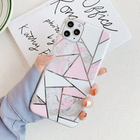 Colorful geometric mosaic marble phone case