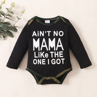 Spring And Autumn Boys' MAMA Letter Printing Long-sleeve Jumpsuit Three-piece Set