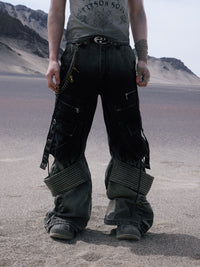 Gradient Gray-black Washed Workwear Jeans