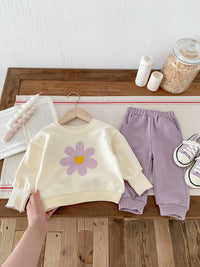 Infant Two-piece Set Cute Flower Sweatshirt And Sweatpants Baby Girl Suit