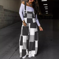 Autumn Printed Defined-Waist Lace-Up Jumpsuit Trousers For Women