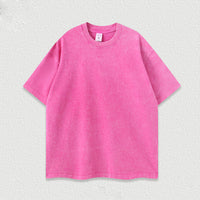 Water-washed Printed Heavyweight Pure Cotton Regular-shoulder Short-sleeve T-shirt