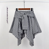 College Style Plaid Irregular Dance Skirt