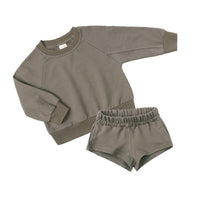 Girls' Autumn And Winter Long Sleeve Fleece And Shorts Sports Suit