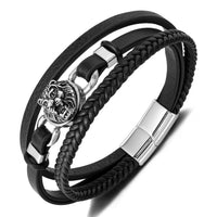 Tiger Head Multi-Layer Braided Leather Bracelet