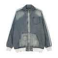 Casual Loose Damaged Color Matching Ribbon Striped Sweater Coat Fashion