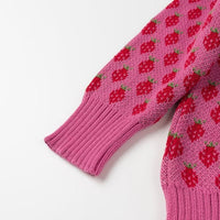 Stylish Minimalist Versatile Strawberry Jacquard Knit Sweater