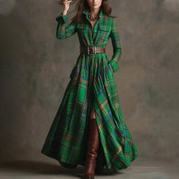 Elegant Commuter Printed Lapel Slim-Fit Dress