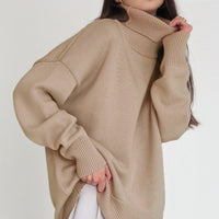 Solid-color Turtleneck Sweater For Women European And American Style