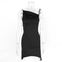 Irregularly Pleated Strap Cross-Neckline Dress