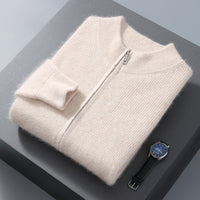 Men's Half-high Collar Loose Thick Zip Wool Knitted Sweater