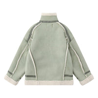 Lamb Wool Stand-up Collar Cotton-padded Clothes Stitching Fur Coat